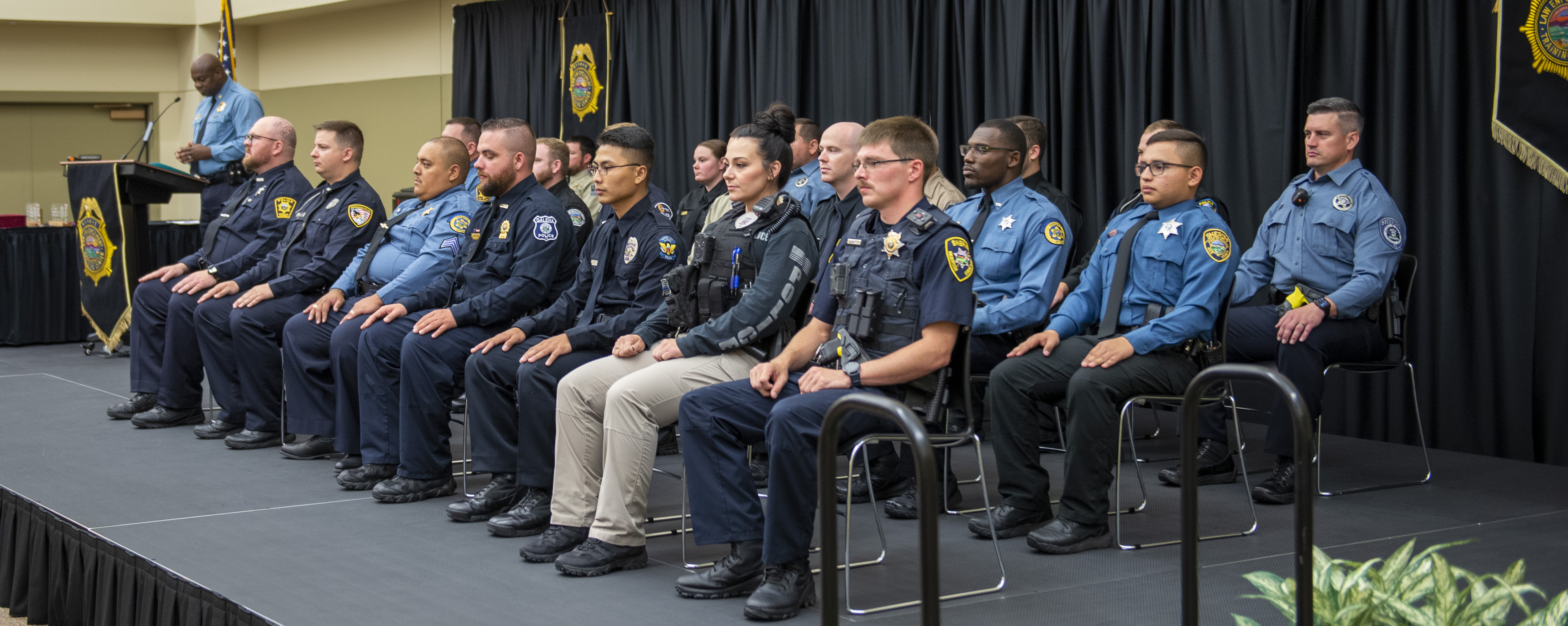 Chief Karl Oakman of the Kansas City, Kansas Police Department, speaks to the graduating class.