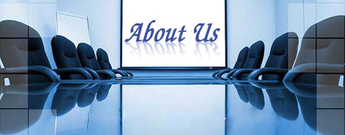 board room blue with about us sign