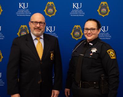 KLETC Executive Director Daren Beck and Class President Caitlin Waits