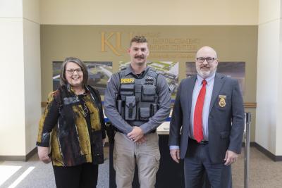 "Chief Justice Luckert, Class President Dallas Merritt, Vice Provost Beck"